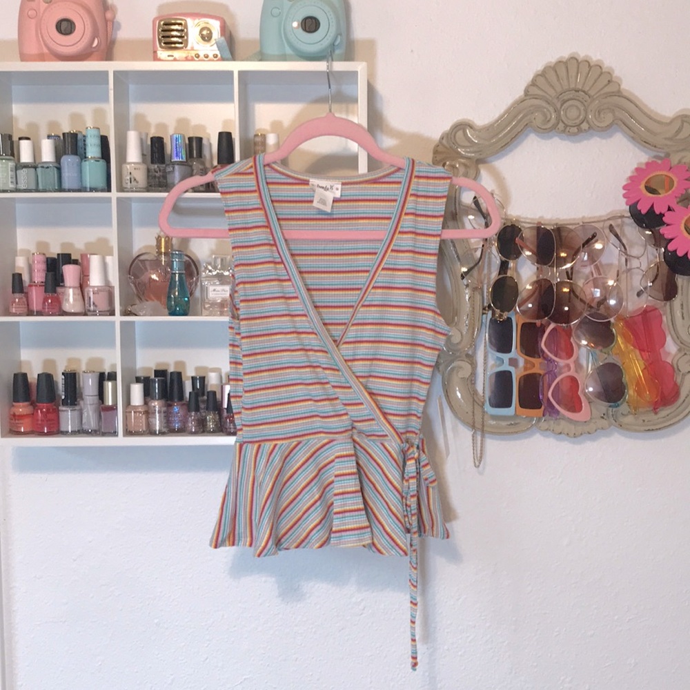 Rainbow peplum tank